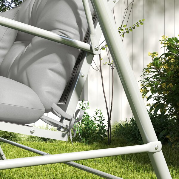 Outsunny 4-Piece Back and Seat Cushion Replacement with 2 Pillows, Patio Chair Cushions Set with Ties, Light Grey Aosom UK
