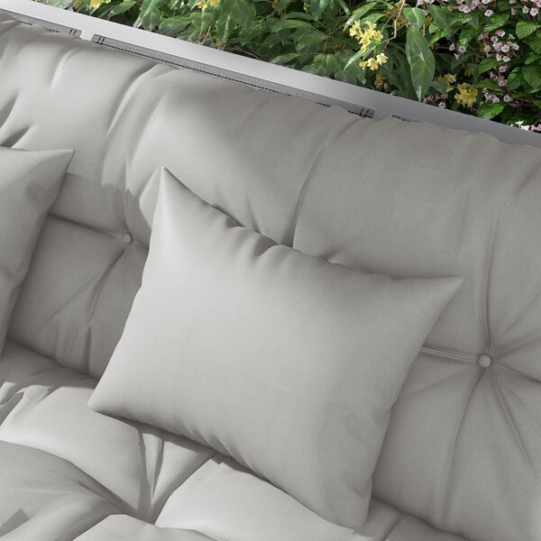 Outsunny 4-Piece Back and Seat Cushion Replacement with 2 Pillows, Patio Chair Cushions Set with Ties, Light Grey Aosom UK