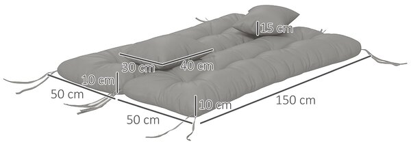 Outsunny 4-Piece Back and Seat Cushion Replacement with 2 Pillows, Patio Chair Cushions Set with Ties, Light Grey Aosom UK