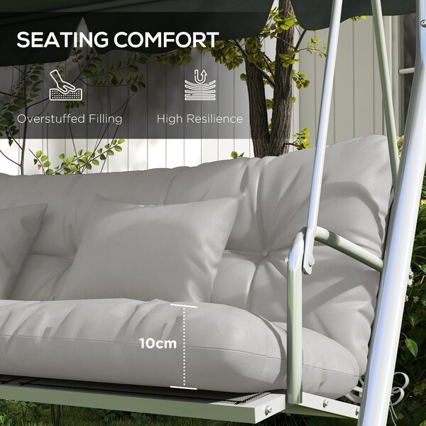 Outsunny 4-Piece Back and Seat Cushion Replacement with 2 Pillows, Patio Chair Cushions Set with Ties, Light Grey Aosom UK