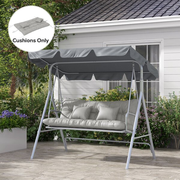 Outsunny 4-Piece Back and Seat Cushion Replacement with 2 Pillows, Patio Chair Cushions Set with Ties, Light Grey Aosom UK