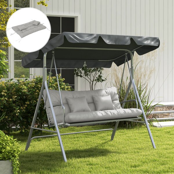 Outsunny 4-Piece Back and Seat Cushion Replacement with 2 Pillows, Patio Chair Cushions Set with Ties, Light Grey Aosom UK