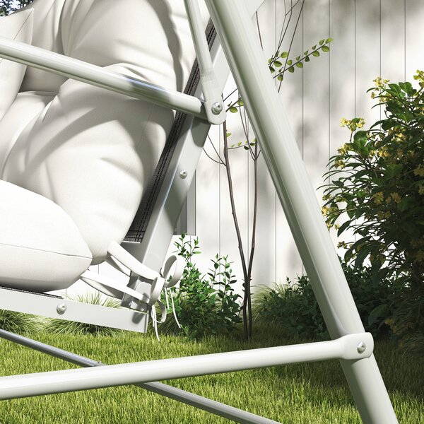 Outsunny Patio Chair Cushion Set with Back and Seat Cushions, 4-Piece, Ties Included, White Aosom UK
