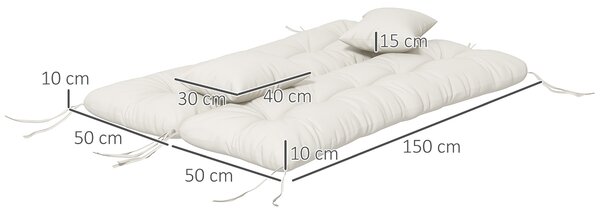 Outsunny Patio Chair Cushion Set with Back and Seat Cushions, 4-Piece, Ties Included, White Aosom UK