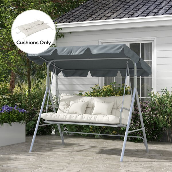 Outsunny Patio Chair Cushion Set with Back and Seat Cushions, 4-Piece, Ties Included, White Aosom UK