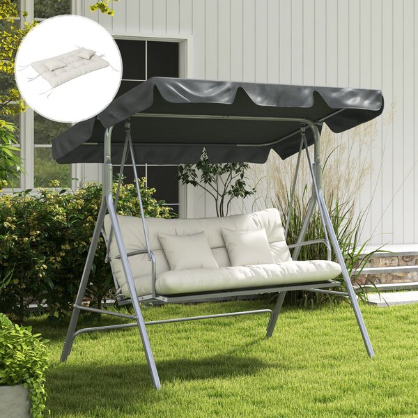 Outsunny Patio Chair Cushion Set with Back and Seat Cushions, 4-Piece, Ties Included, White Aosom UK