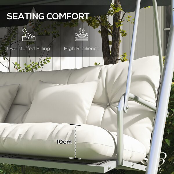 Outsunny Patio Chair Cushion Set with Back and Seat Cushions, 4-Piece, Ties Included, White Aosom UK