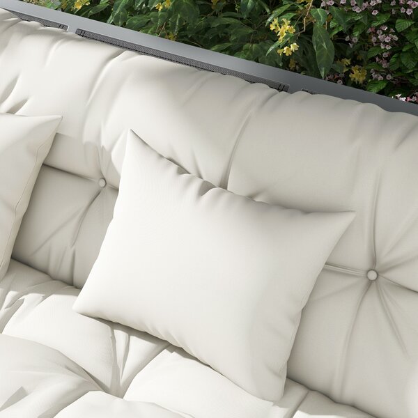 Outsunny Patio Chair Cushion Set with Back and Seat Cushions, 4-Piece, Ties Included, White Aosom UK