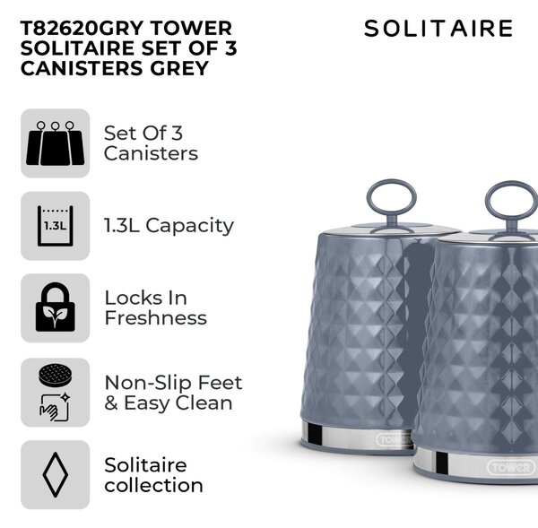 TOWER Solitaire Set of 3 Canisters