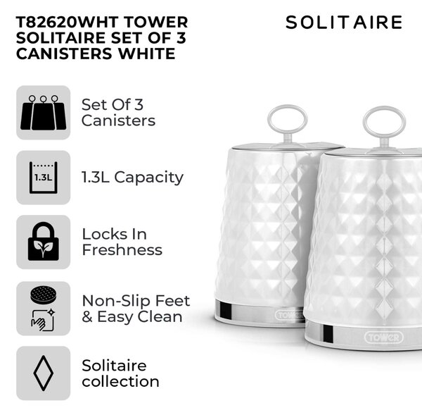 TOWER Solitaire Set of 3 Canisters