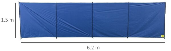 Outsunny Beach Windbreak: Portable Folding Privacy Screen with Carry Bag, Steel Framed Sun Shelter, 620cm x 150cm Aosom UK