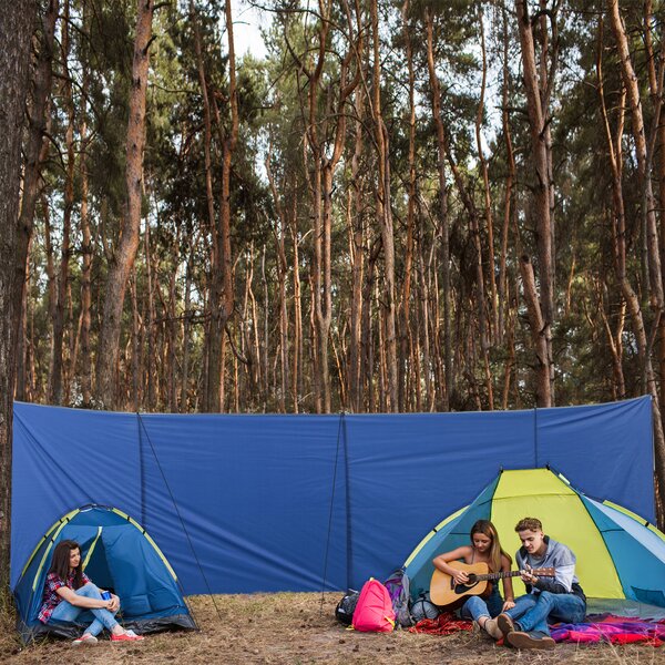 Outsunny Beach Windbreak: Portable Folding Privacy Screen with Carry Bag, Steel Framed Sun Shelter, 620cm x 150cm Aosom UK