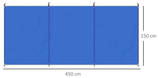 Outsunny Camping Windbreak, Foldable Portable Wind Blocker w/ Carry Bag and Steel Poles, Beach Sun Screen Shelter Privacy Wall, 450cm x 150cm