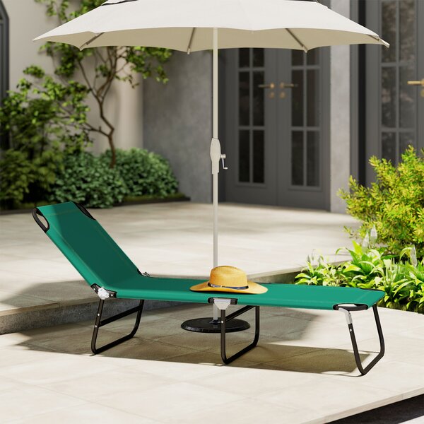 Outsunny Foldable Sun Lounger with 5-Position Adjustable Backrest, Outdoor Portable Recliner Chaise Lounge Chair, Green