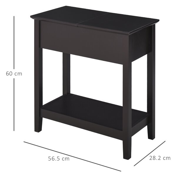 HOMCOM End Table, Narrow Side Table with Flip Top , Shelf, Dark Coffee