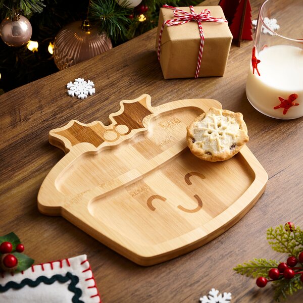 Merry the Mince Pie Bamboo Divider Plate Brown