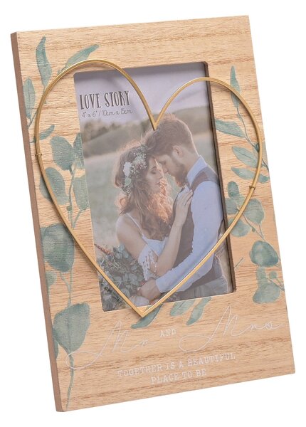 Love Story Mr & Mrs Wire Heart Photo Frame