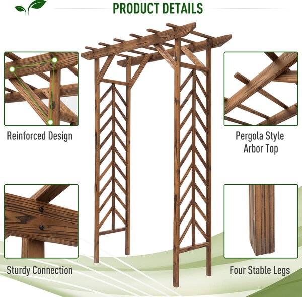 Outsunny Wooden Garden Arbor, Arch Trellis with Classic Countryside Style, Pergola Style Roof for Climbing Vines