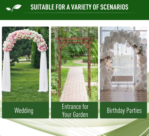 Outsunny Wooden Garden Arbor, Arch Trellis with Classic Countryside Style, Pergola Style Roof for Climbing Vines