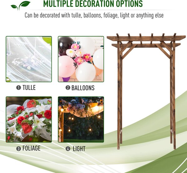 Outsunny Wooden Garden Arbor, Arch Trellis with Classic Countryside Style, Pergola Style Roof for Climbing Vines