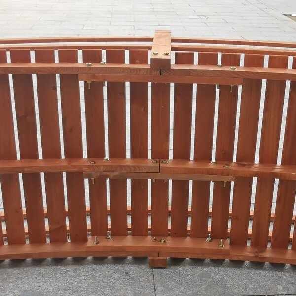 Outsunny 6FT Wooden Garden Bridge with Safety Railings, Classic Arc Footbridge for Stream Pond Walkway, Orange
