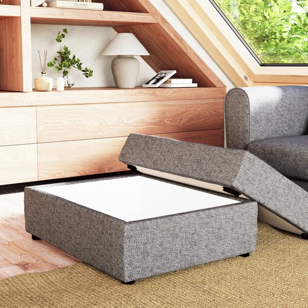 Rectangle Tonal Weave Storage Footstool