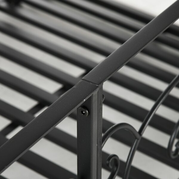 Outsunny 184cm Metal Arch Garden Garden Bridge, Safety Siderails, Arc Footbridge for Garden Creek, Stream, Pond, Black