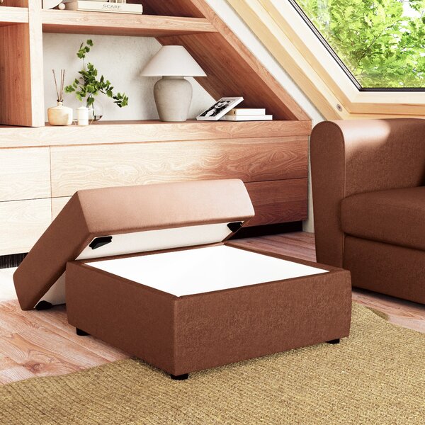 Square Arizona Faux leather Storage Footstool