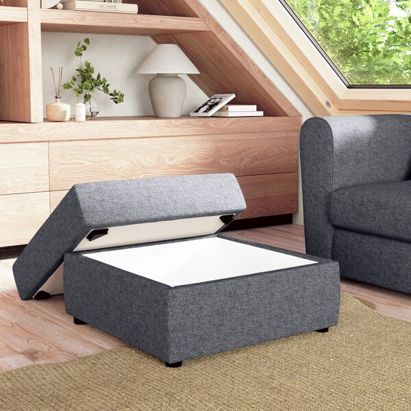 Square Tonal Weave Storage Footstool