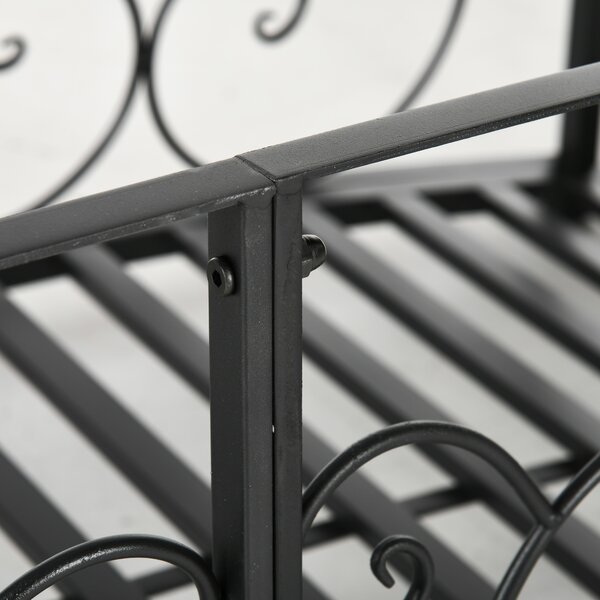 Outsunny 184cm Metal Arch Garden Garden Bridge, Safety Siderails, Arc Footbridge for Garden Creek, Stream, Pond, Black