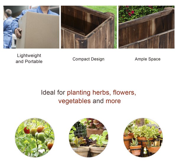 Outsunny Wooden Raised Garden Bed, 120 x 50 x 45cm Elevated Planter Box, Outdoor Flower Bed with Drainage Gaps, Easy Assembly