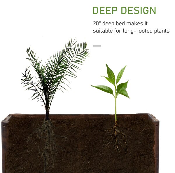 Outsunny Wooden Raised Garden Bed, 120 x 50 x 45cm Elevated Planter Box, Outdoor Flower Bed with Drainage Gaps, Easy Assembly