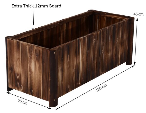 Outsunny Wooden Raised Garden Bed, 120 x 50 x 45cm Elevated Planter Box, Outdoor Flower Bed with Drainage Gaps, Easy Assembly