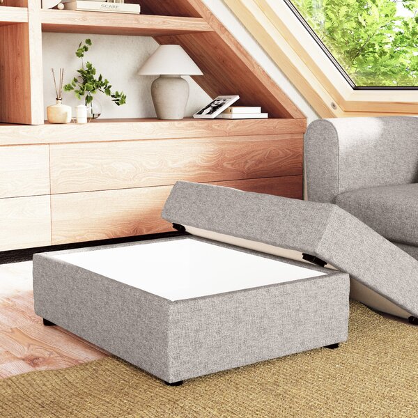 Rectangle Tonal Weave Storage Footstool