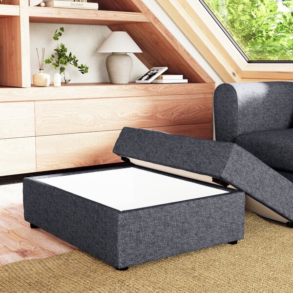 Rectangle Tonal Weave Storage Footstool