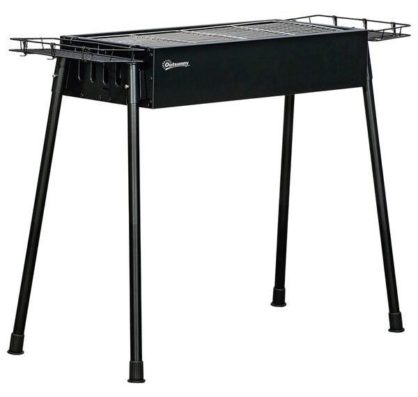 Outsunny Portable Charcoal BBQ Grill with Seasoning Baskets for Camping Picnic Hiking