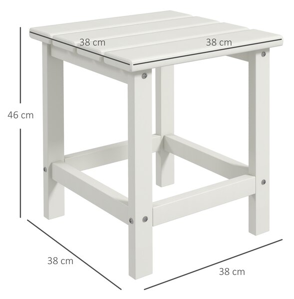 Outsunny Square Coffee Table, HDPE Tabletop and Frame for Porch, Garden, Side Table, 38 x 38 x 46 cm, White