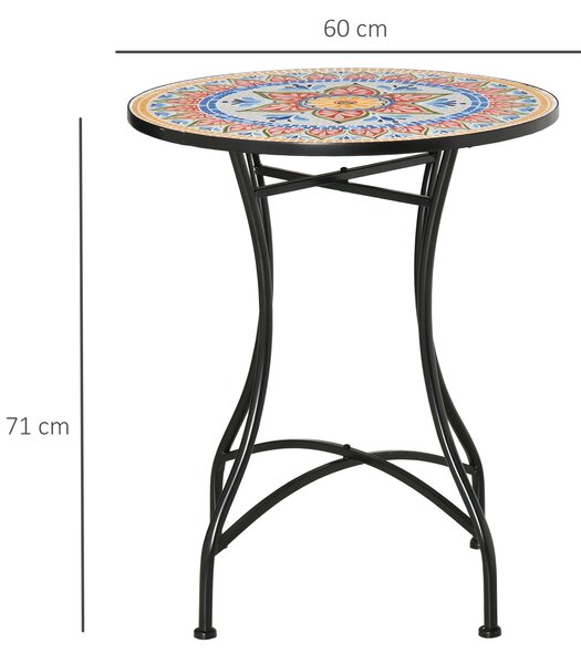 Outsunny Φ60cm Mosaic Outdoor Patio Table - Red
