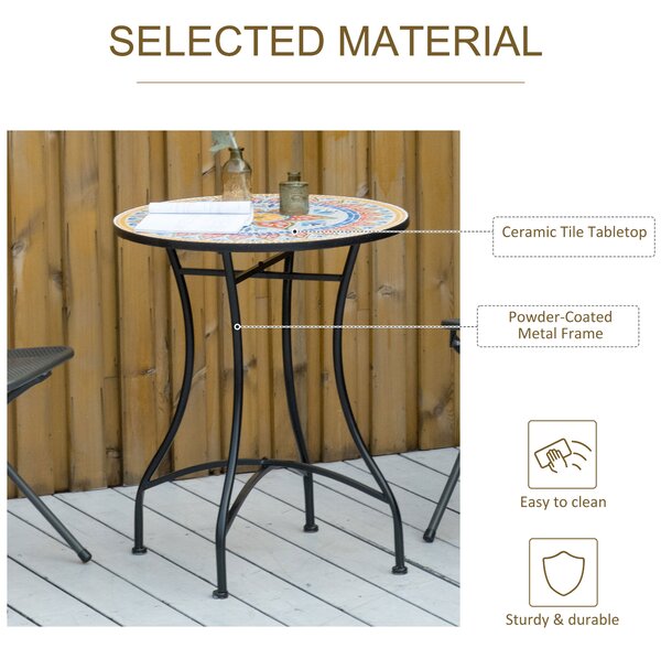 Outsunny Φ60cm Mosaic Outdoor Patio Table - Red