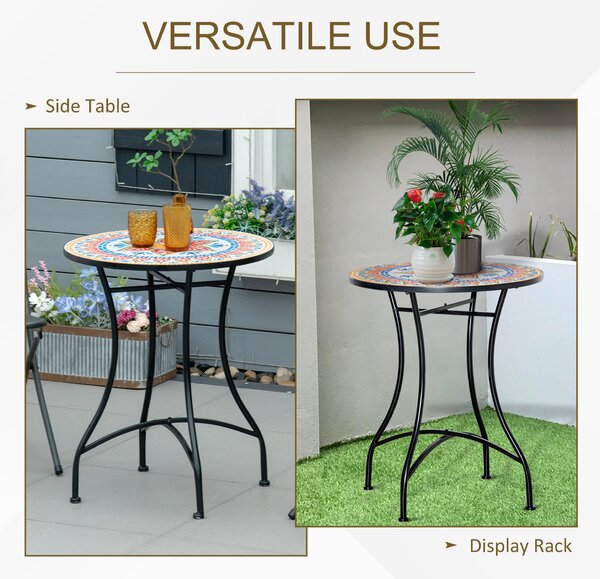 Outsunny Φ60cm Mosaic Outdoor Patio Table - Red