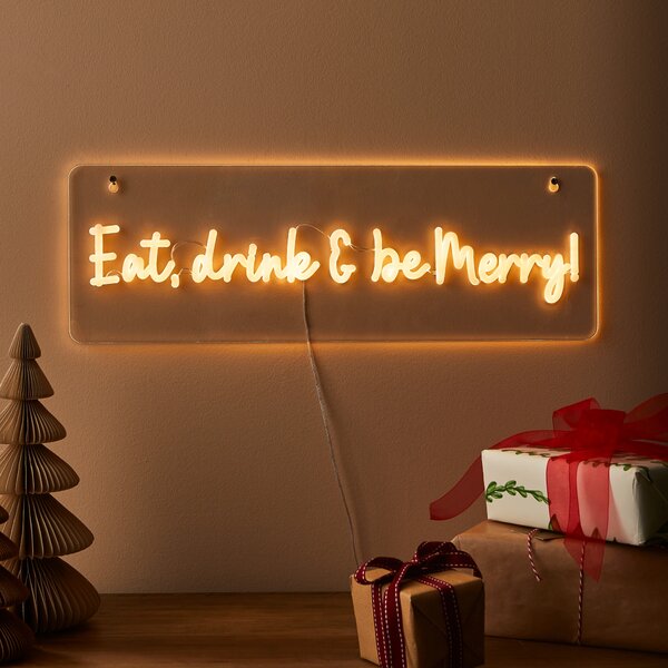 Eat, Drink & Be Merry Neon Sign Off-White