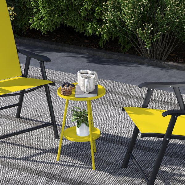 Outsunny Two-Tier Metal Garden Table - Yellow
