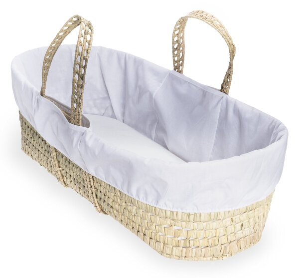 Clair de Lune White Scandi Moses Basket With Folding Stand