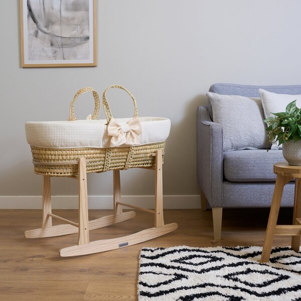 Clair de Lune Chelsea Palm Moses Basket With Natural Rocking Stand