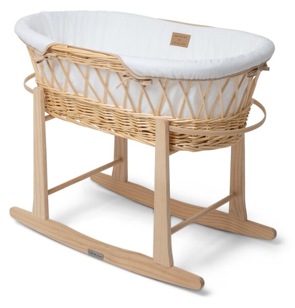 Clair de Lune Organic Wicker Moses Basket With Natural Rocking Stand