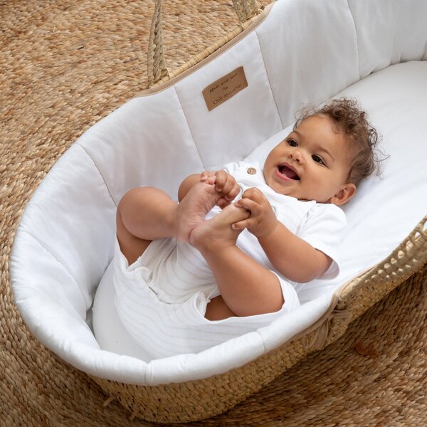 Clair de Lune Organic Palm Moses Basket With Natural Rocking Stand