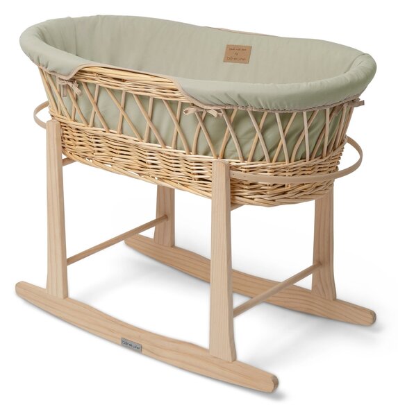 Clair de Lune Organic Wicker Moses Basket With Natural Rocking Stand