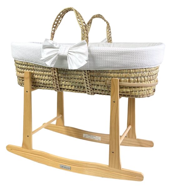 Clair de Lune Chelsea Palm Moses Basket With Natural Rocking Stand