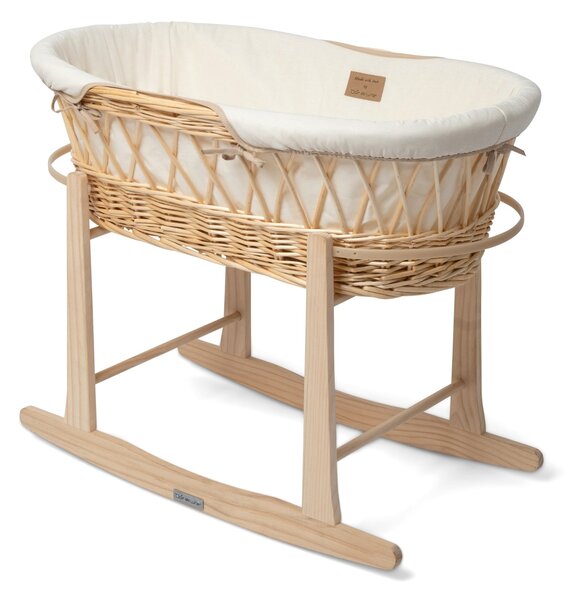 Clair de Lune Organic Wicker Moses Basket With Natural Rocking Stand