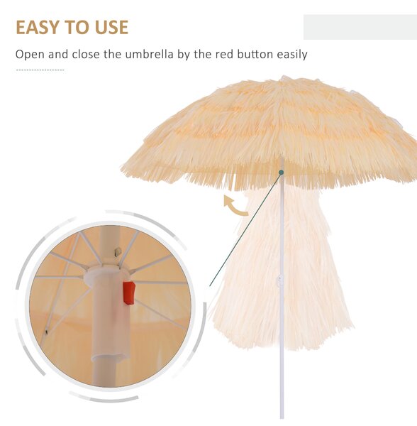 Outsunny Waterproof Patio Garden Hawaii Beach Sun Umbrella Sunshade Hawaiian Folding Tilting Crank Parasol (Wheat) Aosom UK